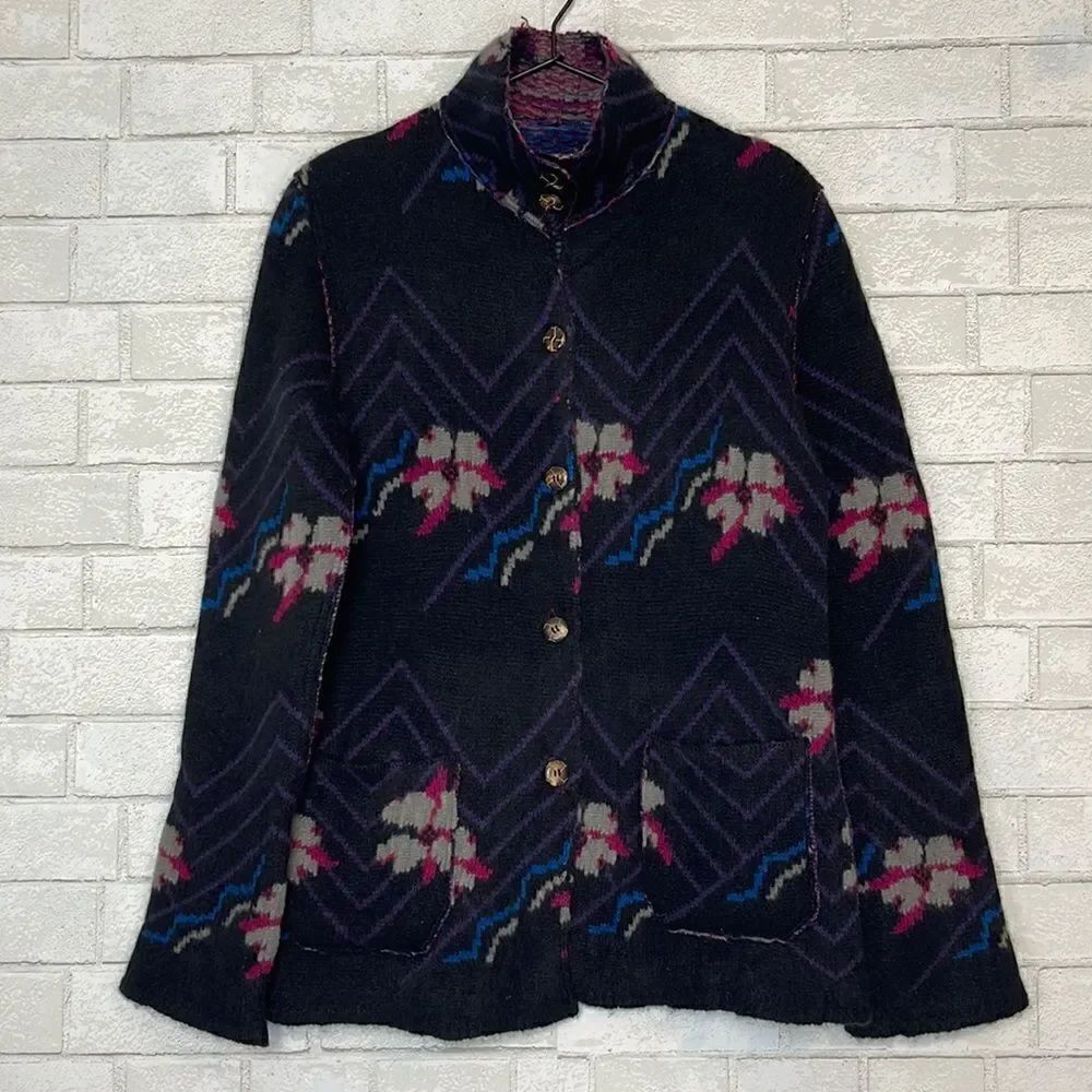 Lana Bilzerian Floral Reversible Cashmere Sweater Jacket S